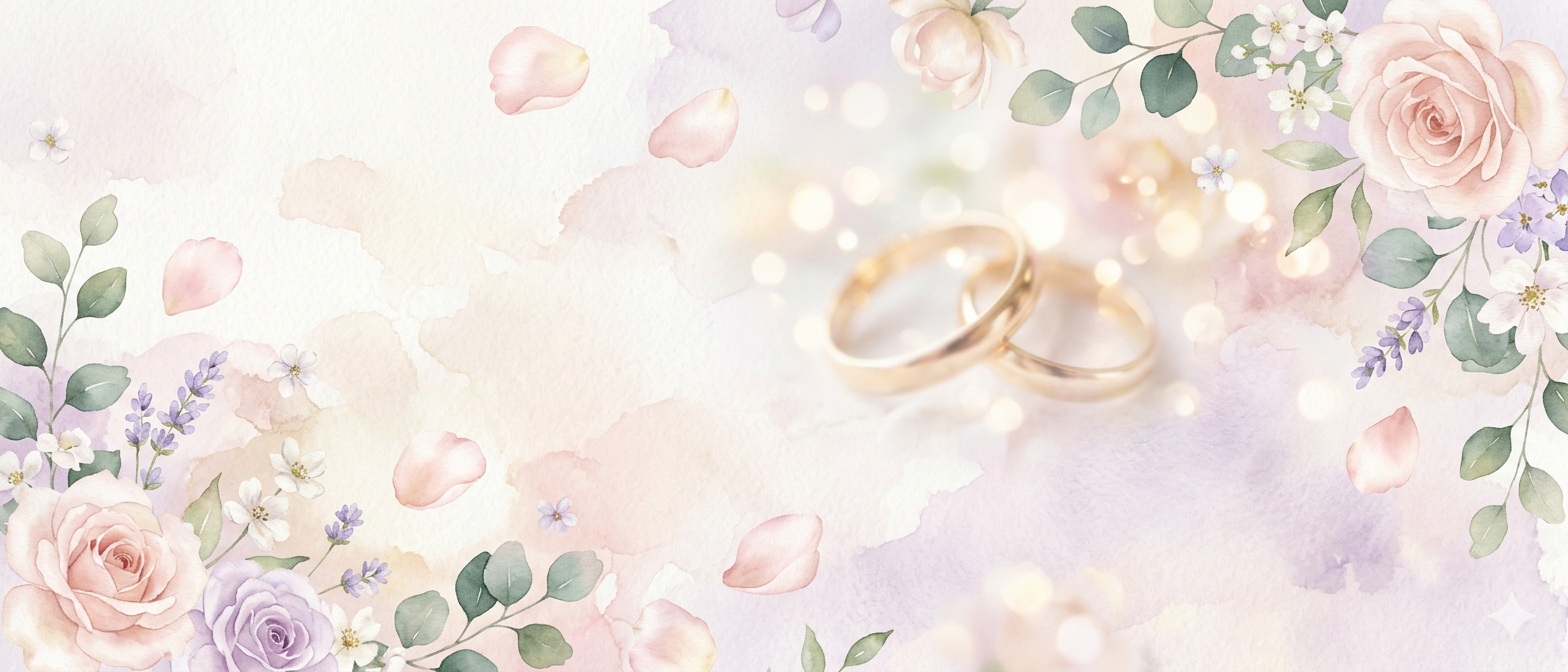 Mensagens para convite de casamento — flores e elementos decorativos em tons de rosa e dourado