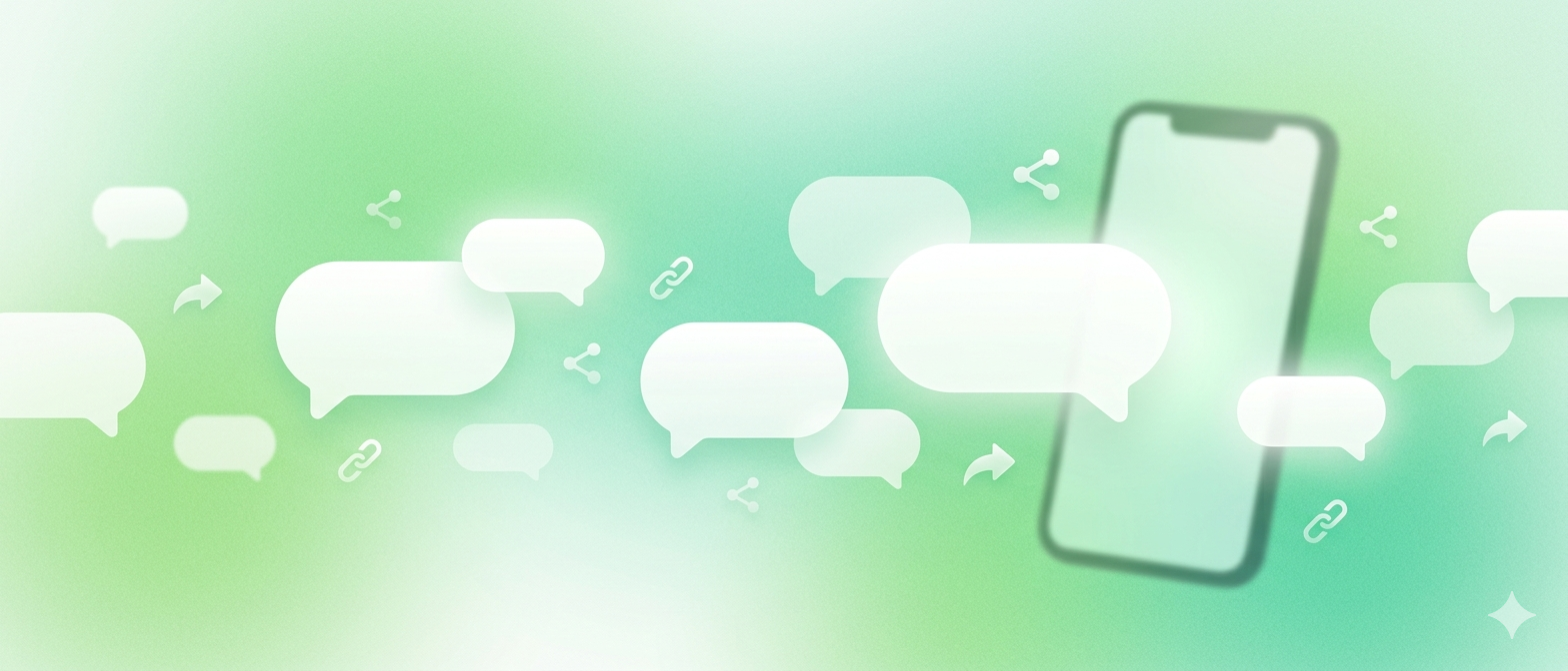 Como enviar convite pelo WhatsApp — smartphone com tela de conversa do WhatsApp, ícone de compartilhamento e link de convite
